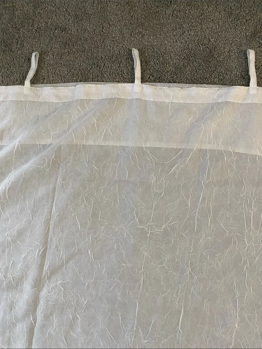 White Sheer Tab-Top Curtain Panel Curtains Wrinkled Look Texture